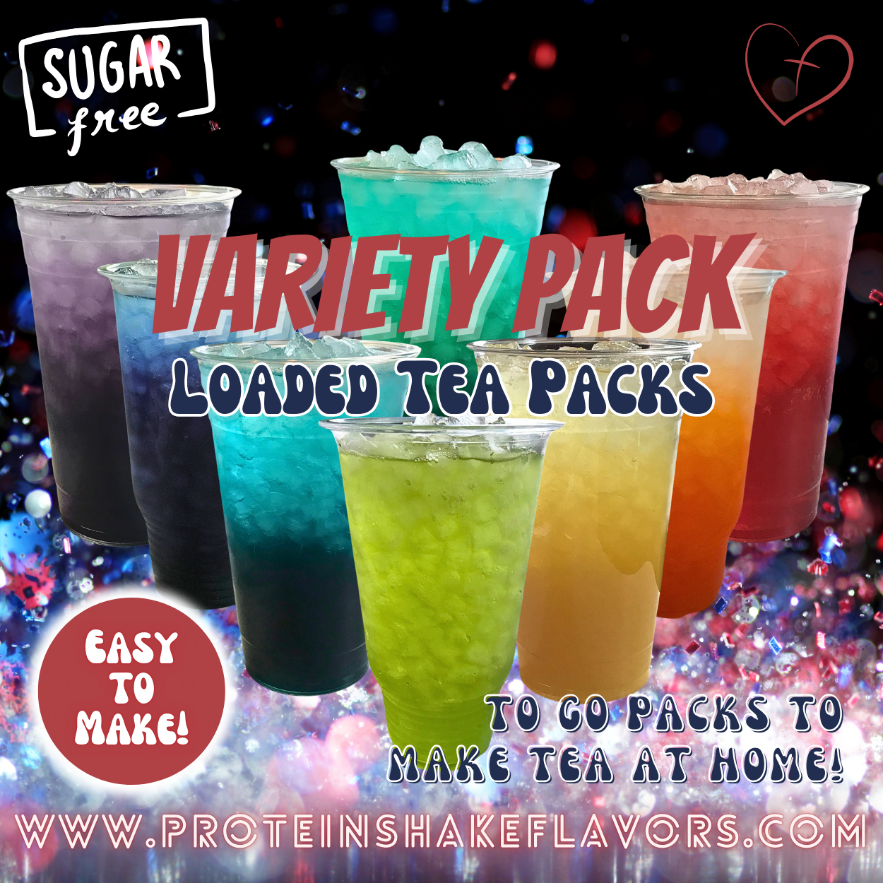 Shake Tea Packet Loaded Tea Energy Drink Mix: VARIETY PACK 🥤 Sugar Free Energy Water Pa ...