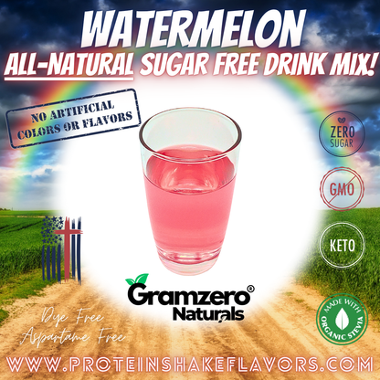 Watermelon All Natural Powdered Drink Mix Sugar Free Drink Mix Without Aspartame or Artificial Sweeteners Loaded Tea Flavoring Non-GMO Keto Friendly GramZero Dye-Free
