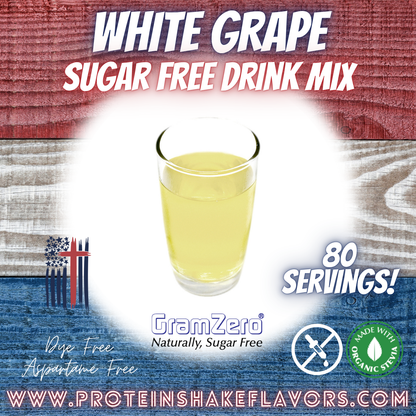 White Grape Best Dye-Free Sugar Free Beverage Mix for Non Calorie 0 kcal Drinks Zero Calorie Beverage Aspartame Free